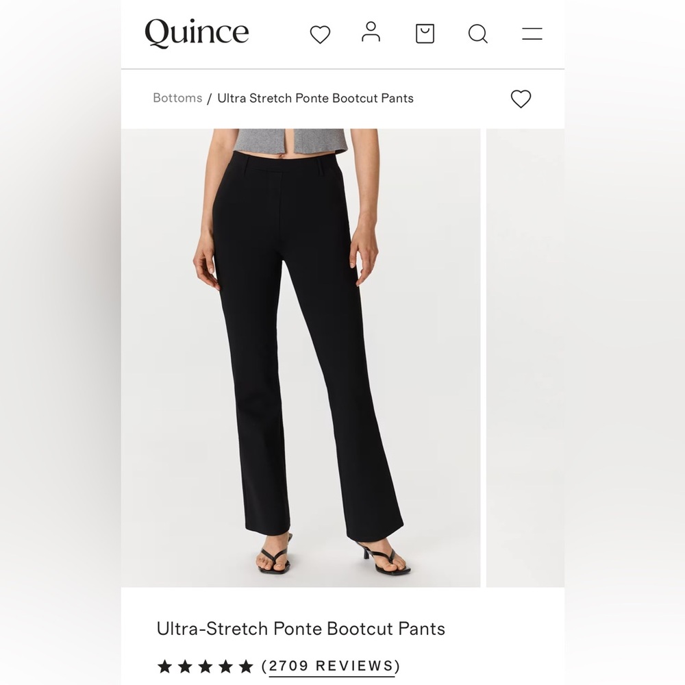 Quince NEW Ultra Stretch Pointe Bootcut Pants Chic Black Workwear XL 28 Inseam - Picture 3 of 10